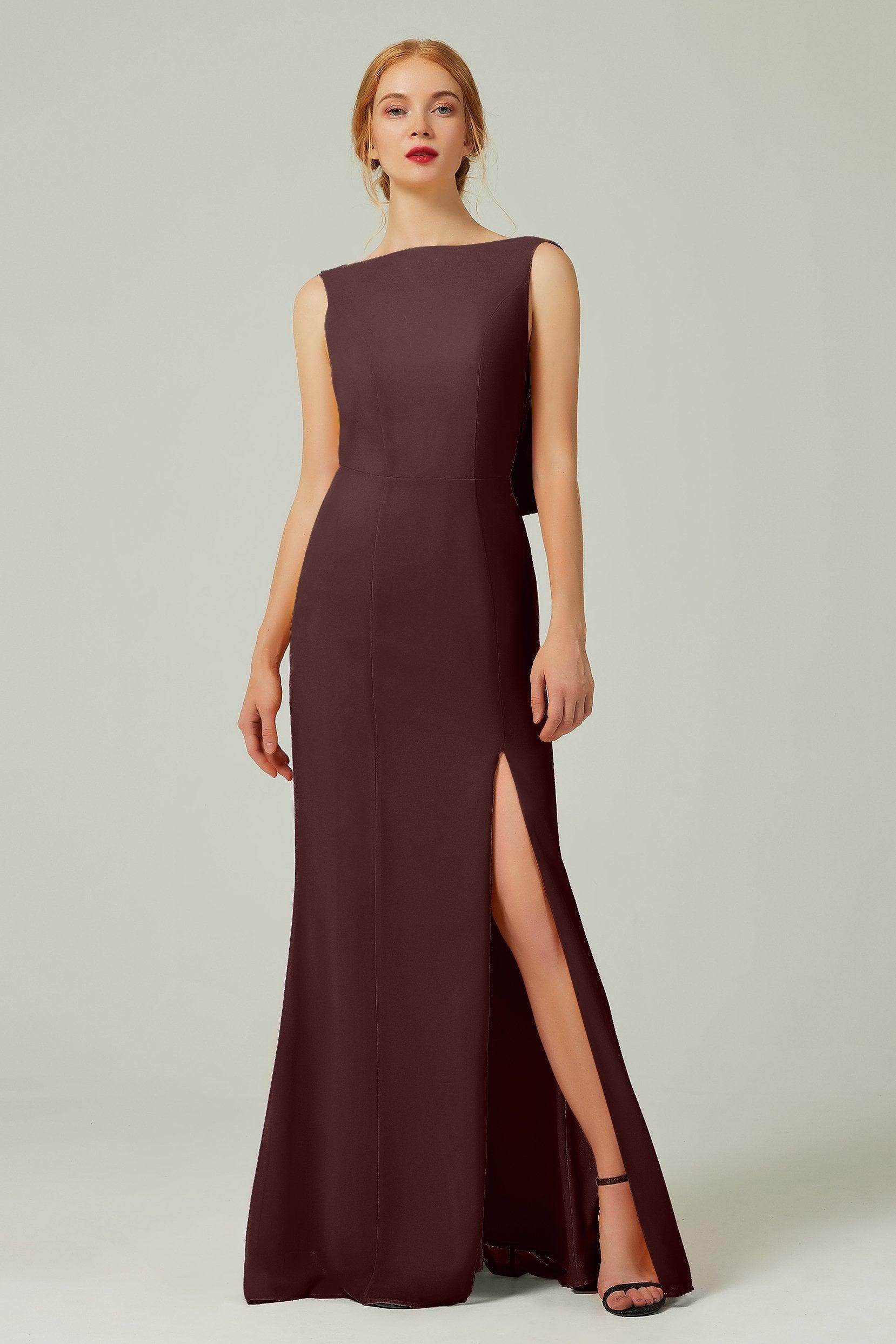 Sheath-Column Sweep-Brush Chiffon Bridesmaid Dress Formal Dresses CB0310PS - COCOMELODY